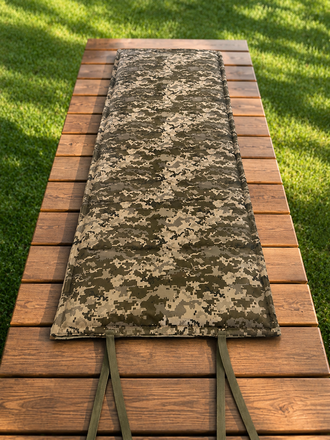 Podložka na ležanie Army 60x190 cm na drevenej lavičke